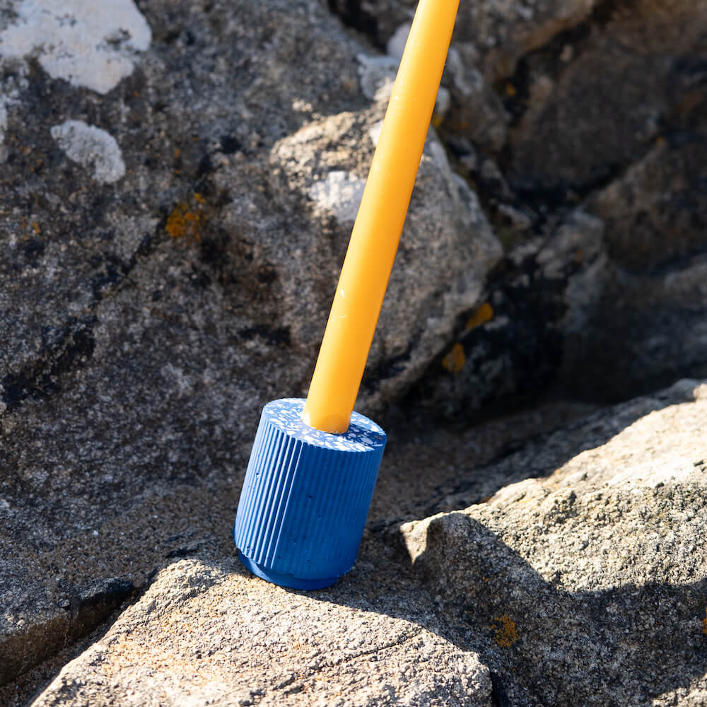 bougeoir colosse bleu coquillages recycles malakio