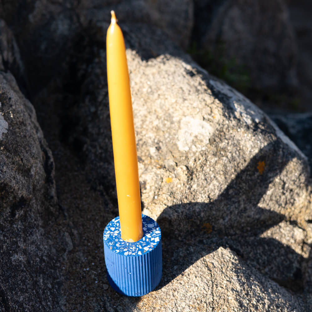 bougeoir colosse bleu coquillages recycles malakio