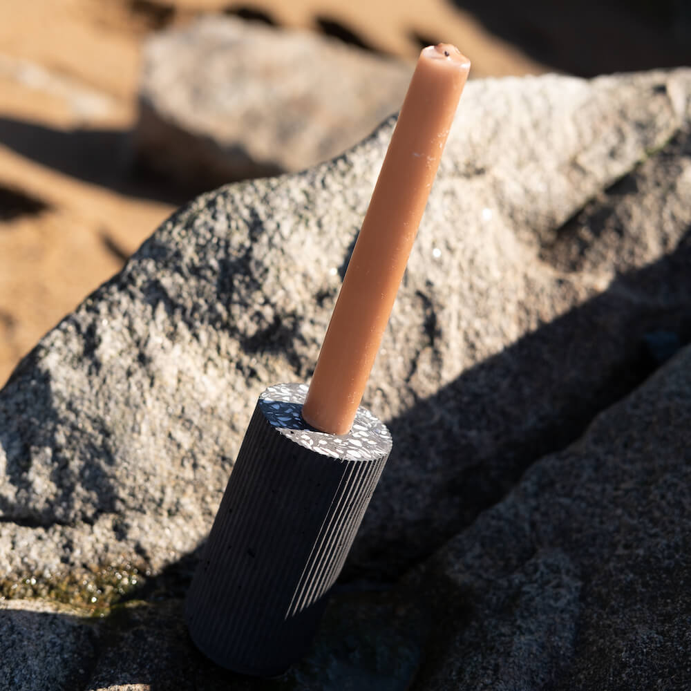 bougeoir colosse noir coquillages recycles malakio