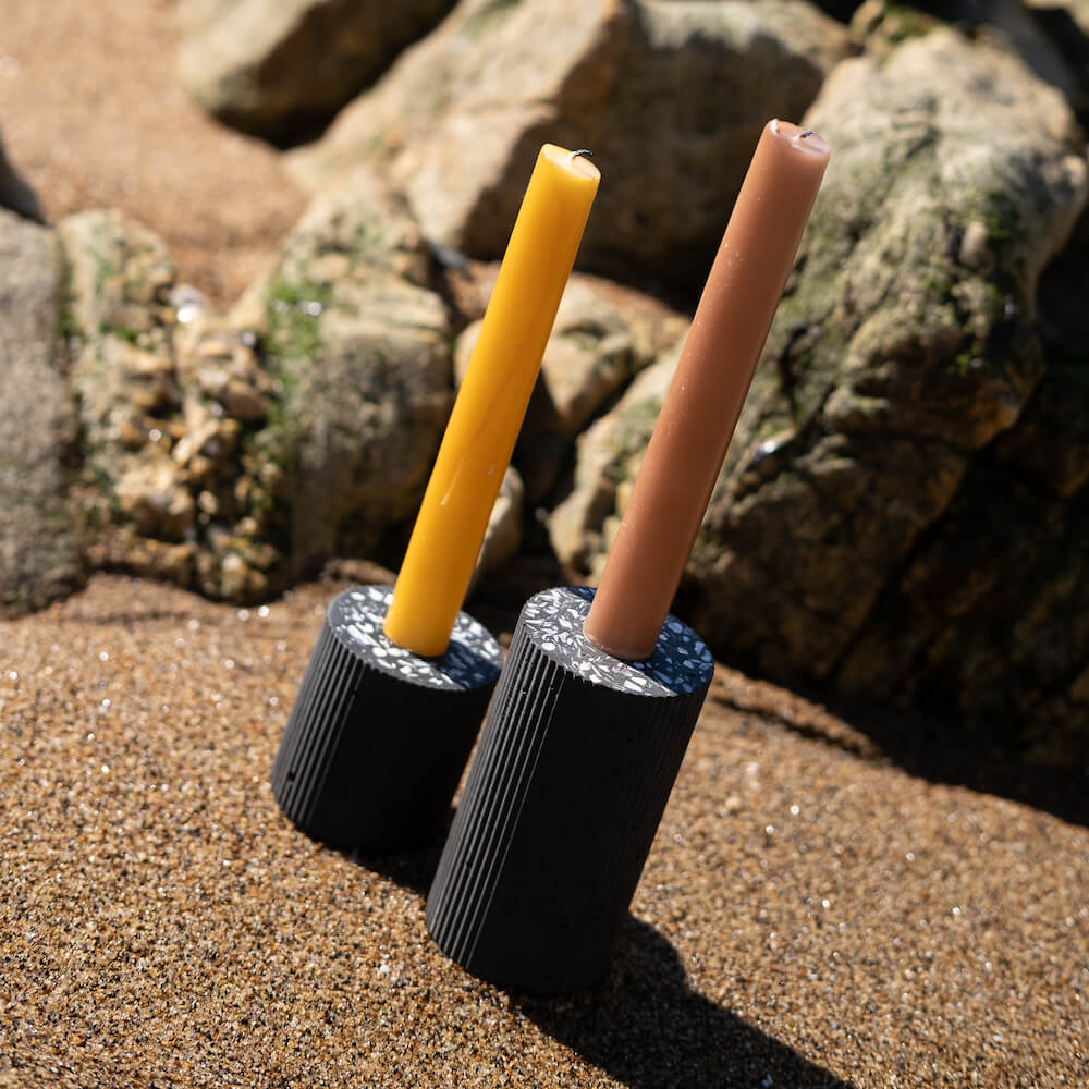 bougeoir colosse noir coquillages recycles malakio