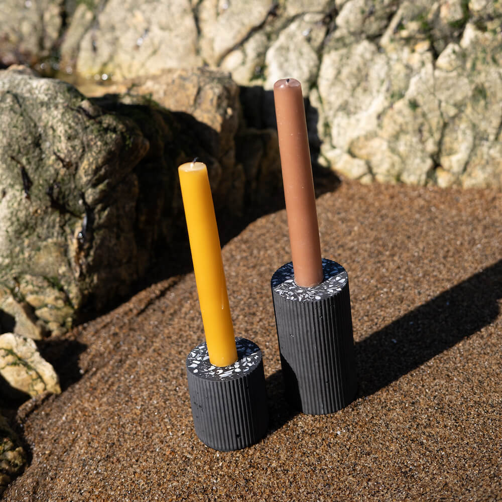 bougeoir colosse noir coquillages recycles malakio