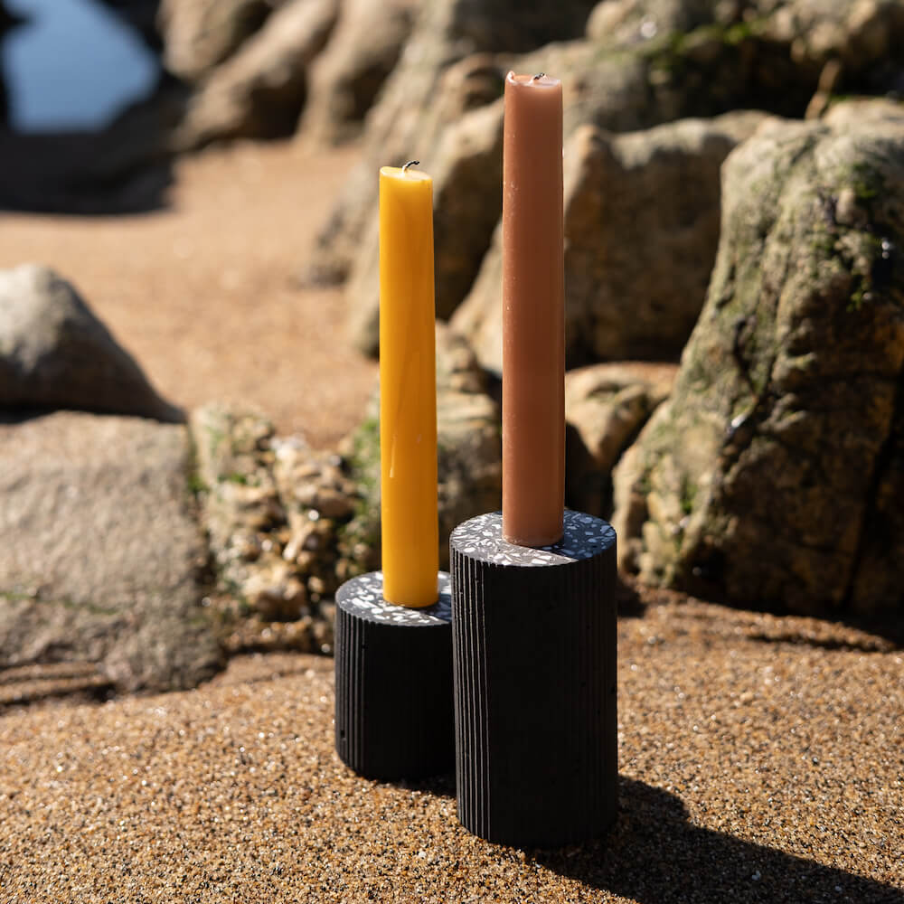 bougeoir colosse noir coquillages recycles malakio