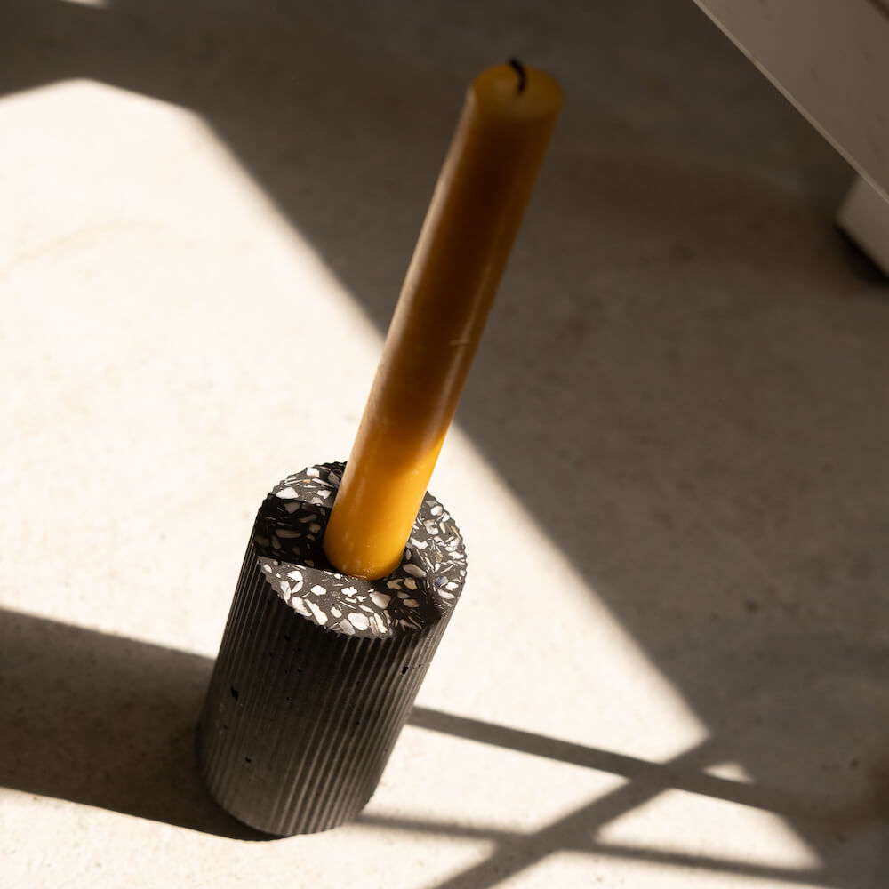 bougeoir colosse noir coquillages recycles malakio