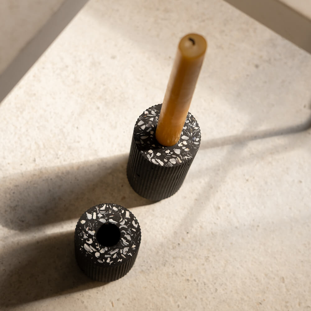 bougeoir colosse noir coquillages recycles malakio