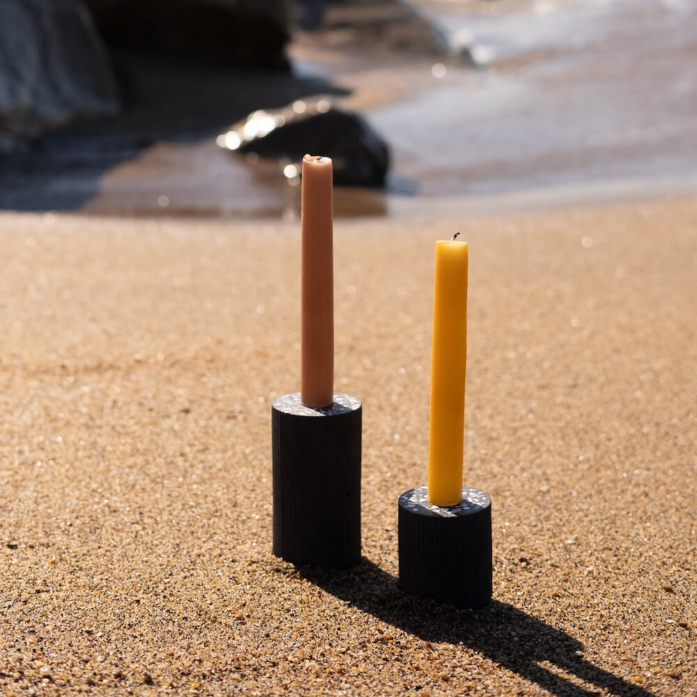 bougeoir colosse noir coquillages recycles malakio