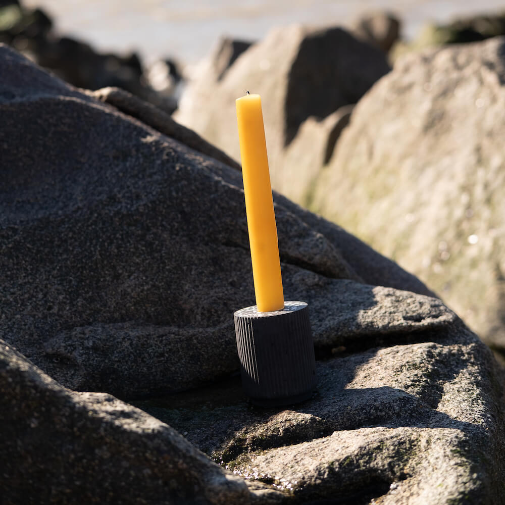 bougeoir colosse noir coquillages recycles malakio