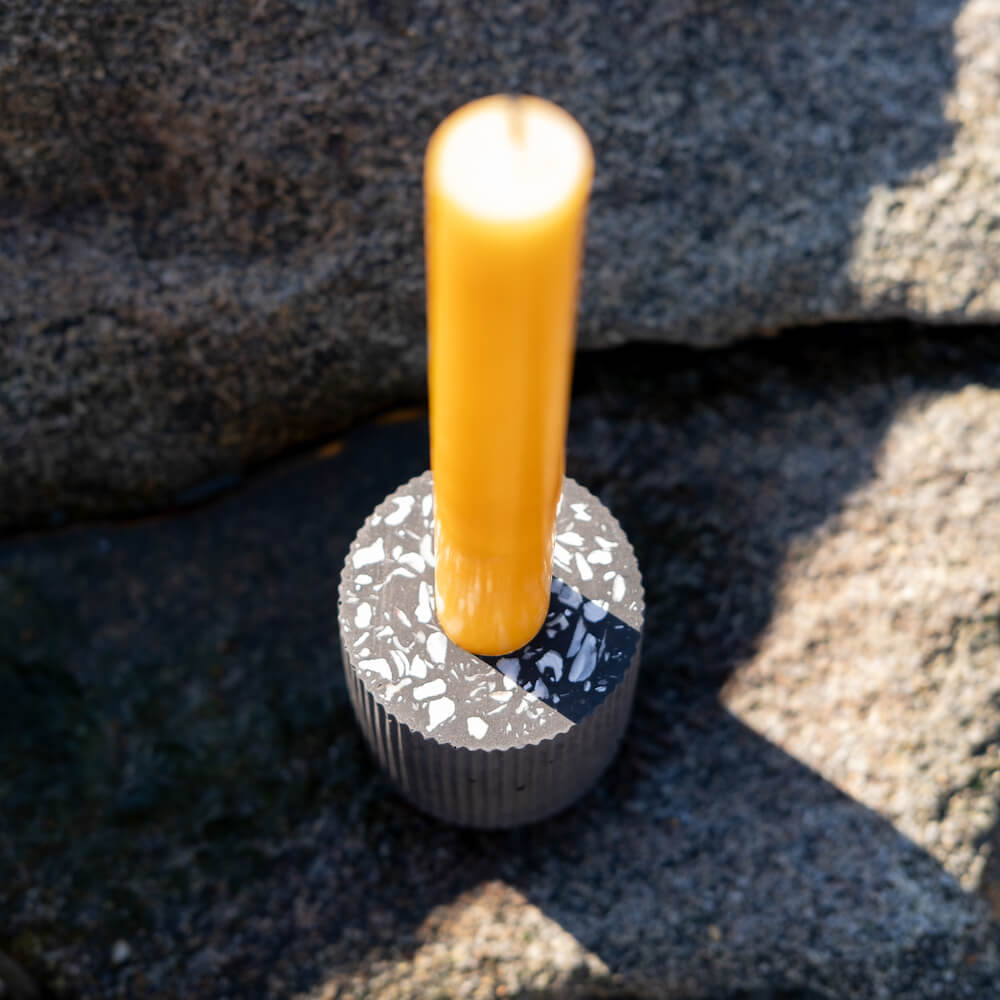 bougeoir colosse noir coquillages recycles malakio