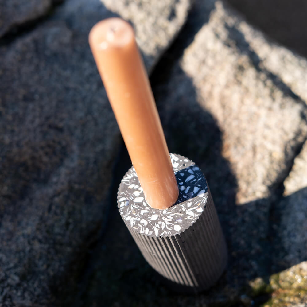 bougeoir colosse noir coquillages recycles malakio