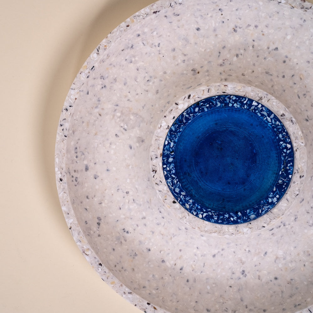 corbeille a fruits helios blanc bleu coquillages recycles malakio