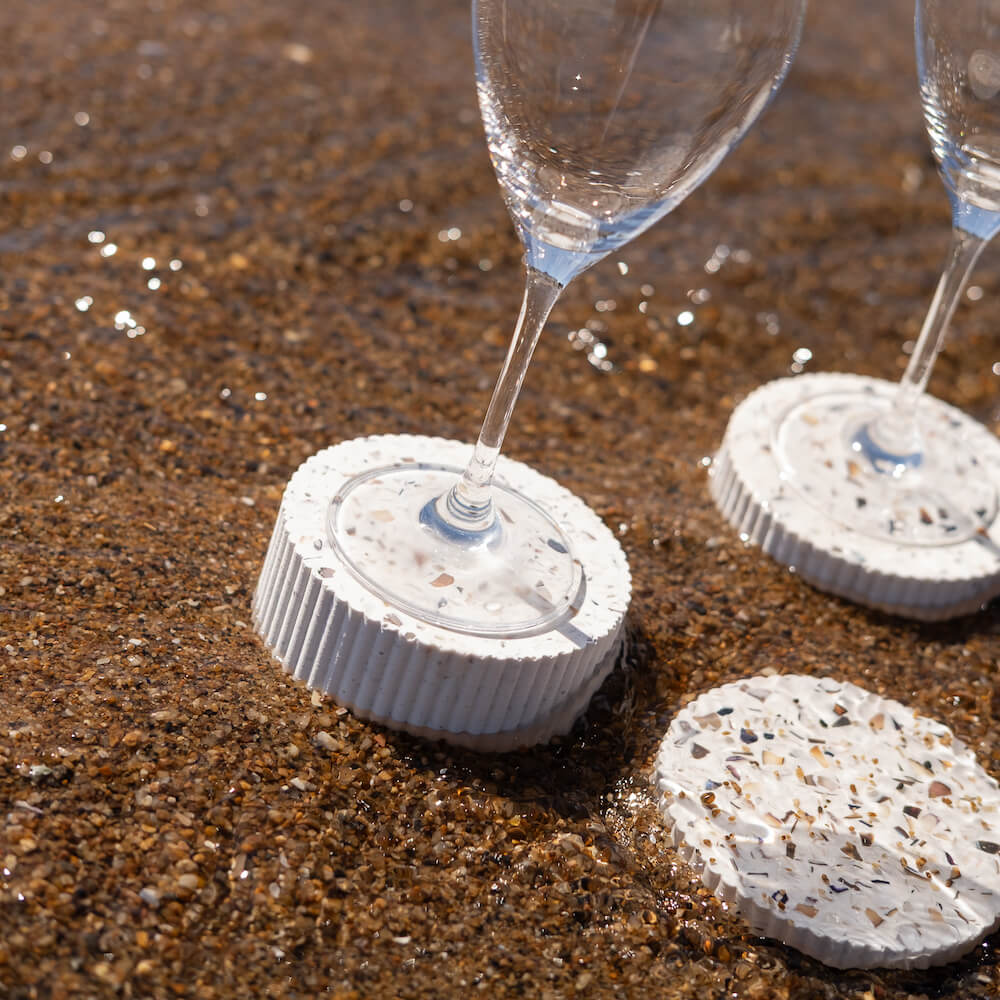 dessous de verre colosse blanc mixte coquillages recycles malakio