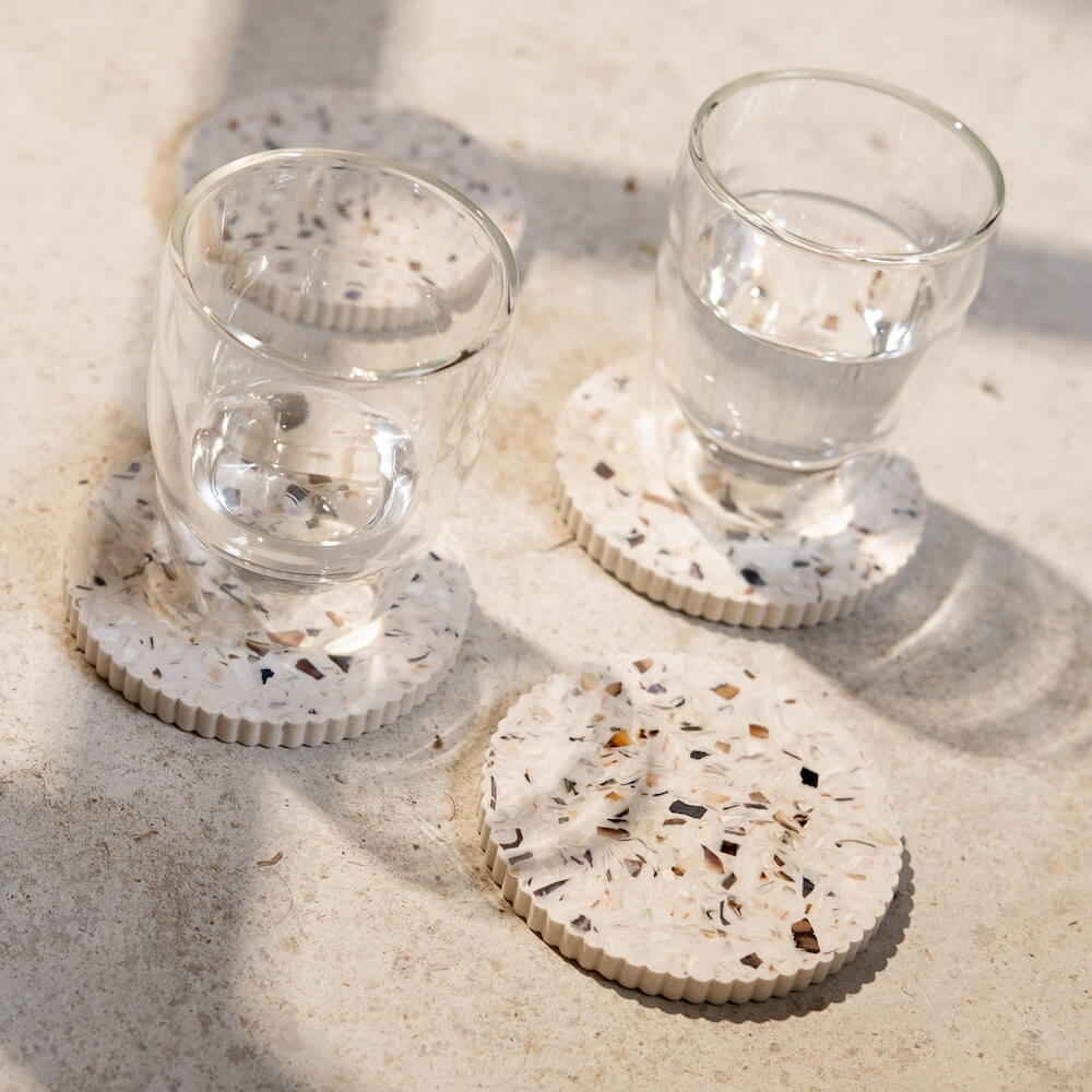 dessous de verre colosse blanc coquillages recycles malakio