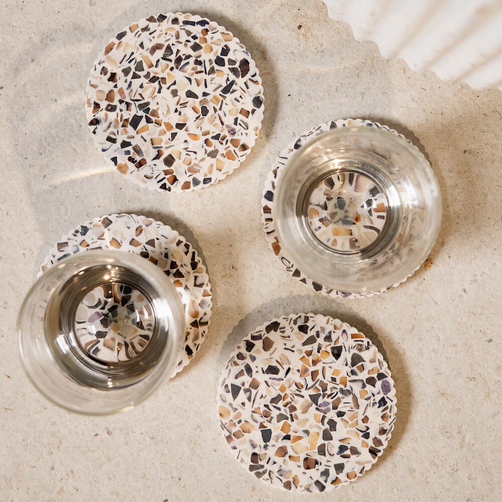 dessous de verre colosse blanc coquillages recycles malakio