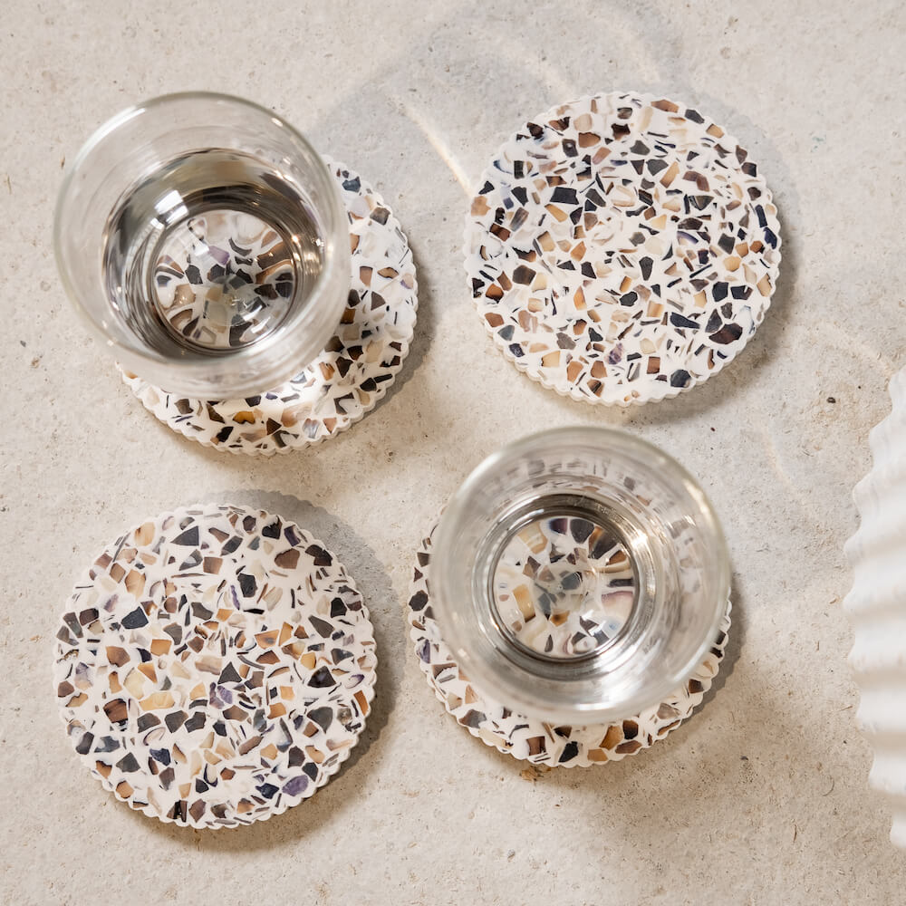 dessous de verre colosse blanc coquillages recycles malakio