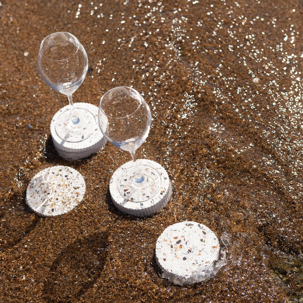 dessous de verre colosse blanc mixte coquillages recycles malakio