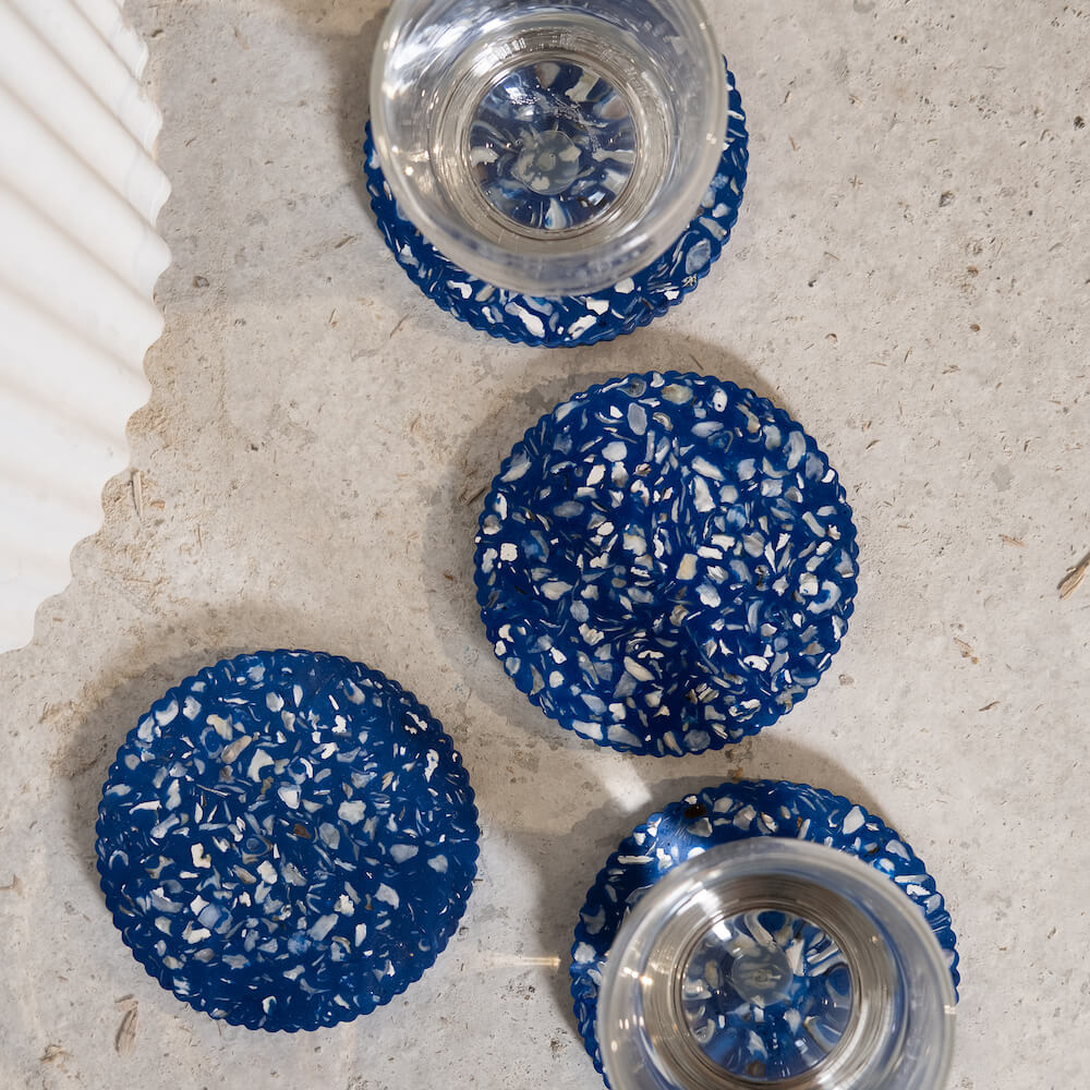 dessous de verre colosse bleu coquillages recycles malakio