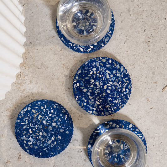 dessous de verre colosse bleu coquillages recycles malakio