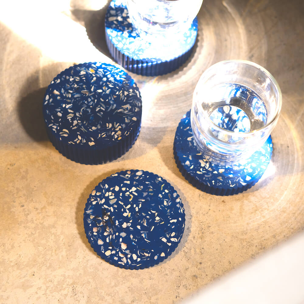 dessous de verre colosse bleu coquillages recycles malakio