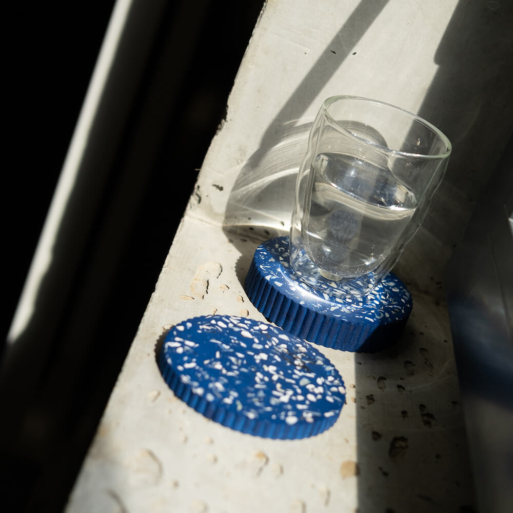 dessous de verre colosse bleu coquillages recycles malakio