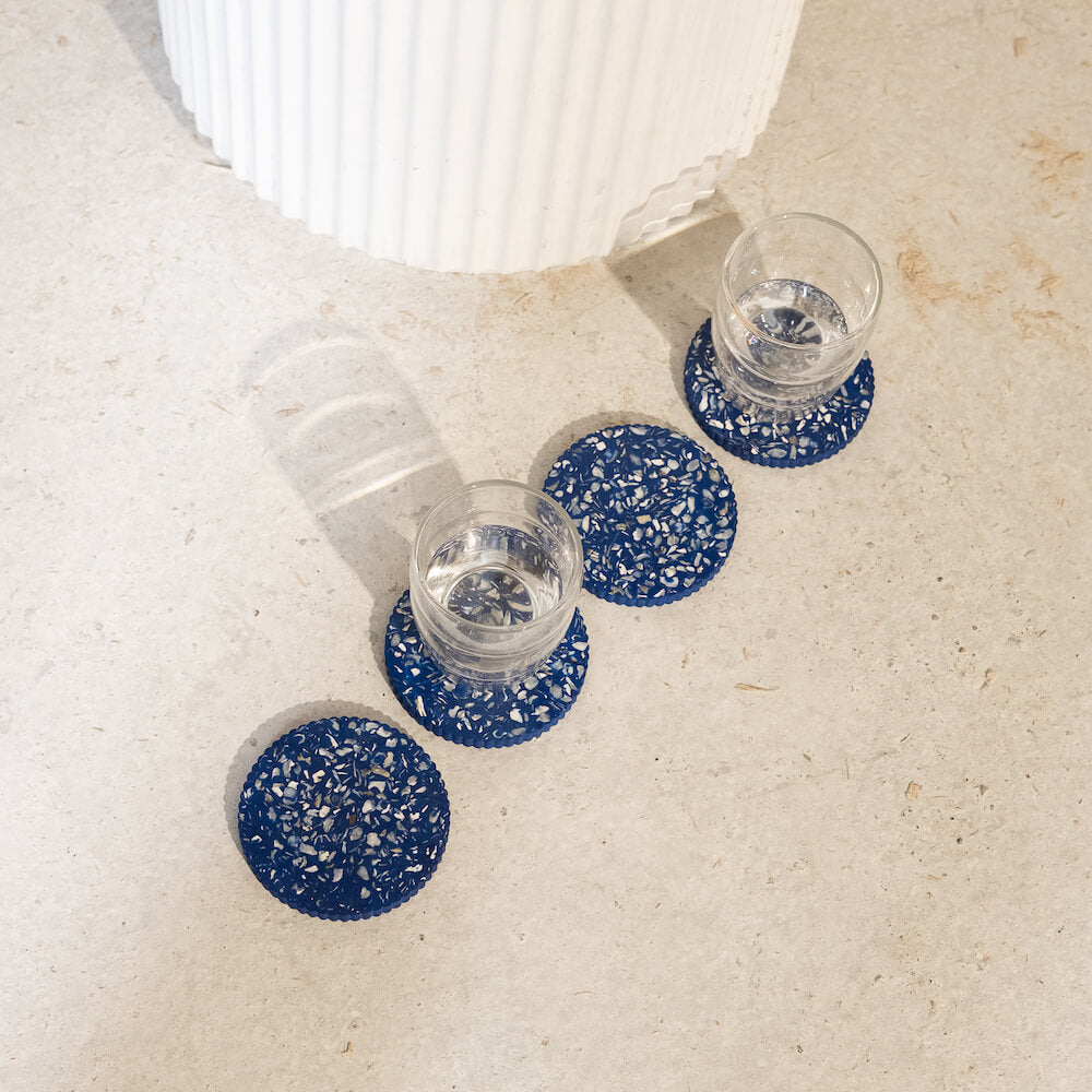 dessous de verre colosse bleu coquillages recycles malakio