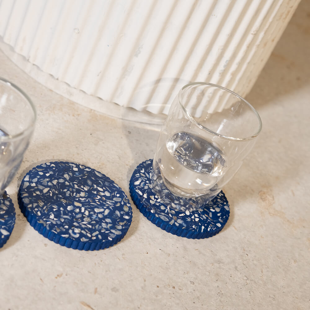 dessous de verre colosse bleu coquillages recycles malakio