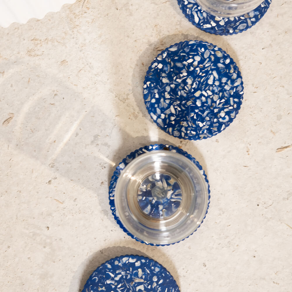 dessous de verre colosse bleu coquillages recycles malakio