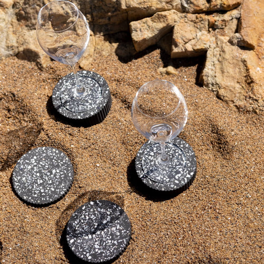 dessous de verre colosse noir coquillages recycles malakio