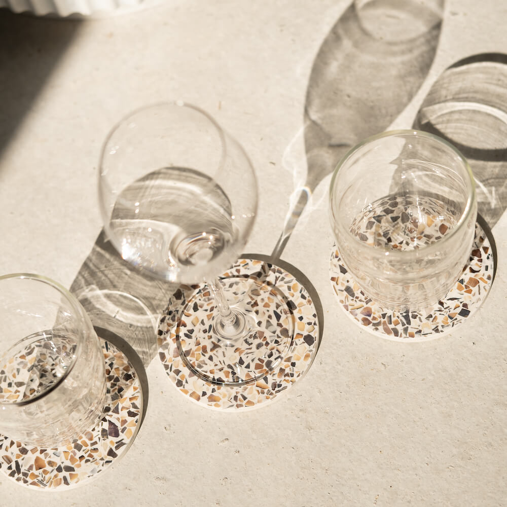 dessous de verre helios blanc moules coquillages recycles malakio