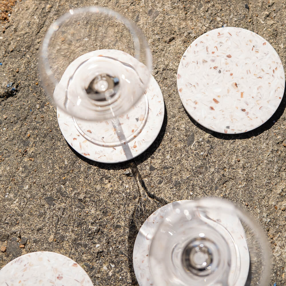 dessous de verre helios blanc saint-jacques coquillages recycles malakio