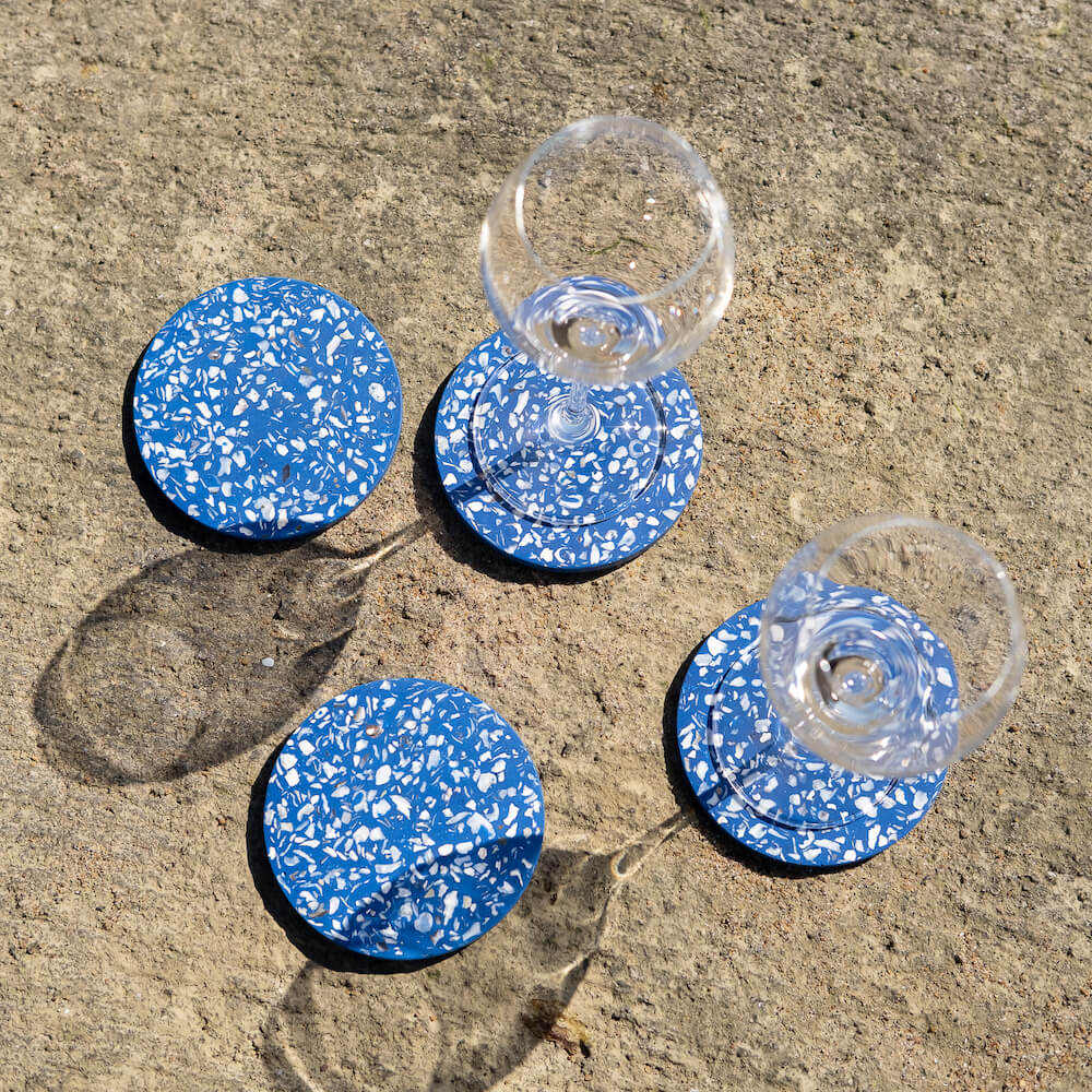 dessous de verre helios bleu huitres coquillages recycles malakio