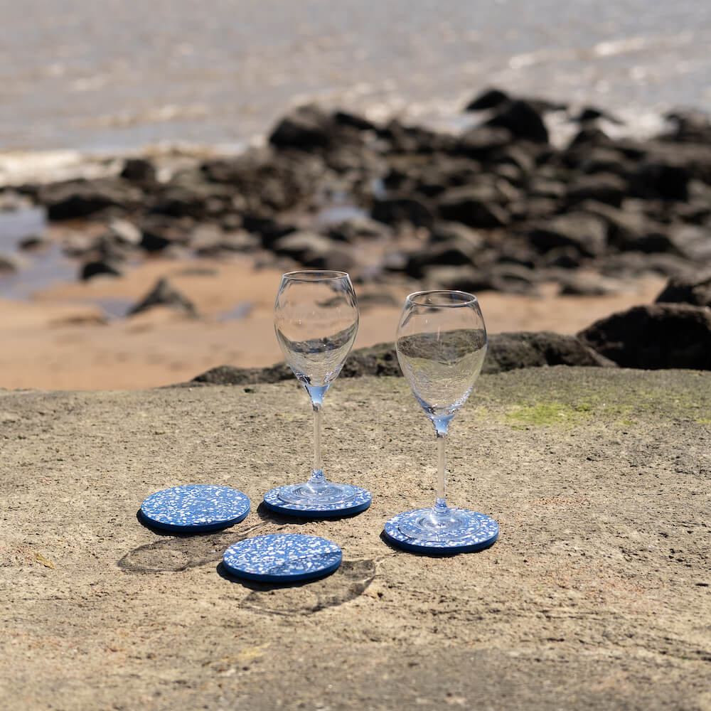 dessous de verre helios bleu huitres coquillages recycles malakio