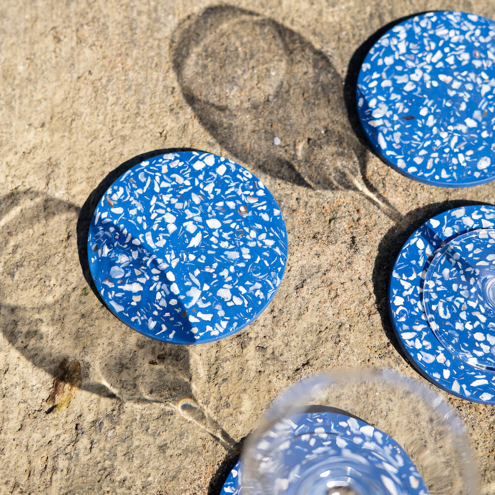 dessous de verre helios bleu huitres coquillages recycles malakio