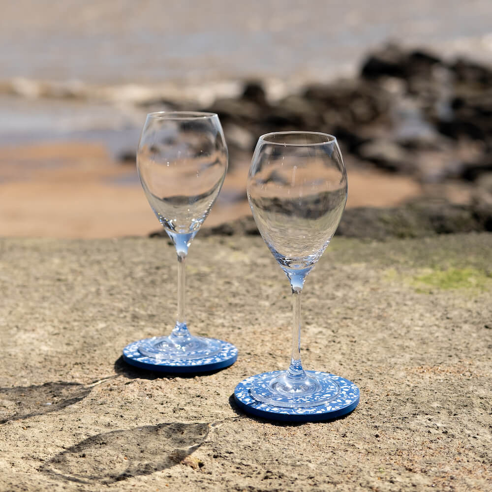 dessous de verre helios bleu huitres coquillages recycles malakio