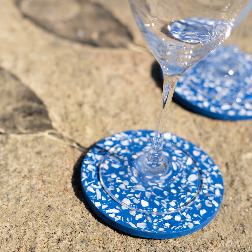 dessous de verre helios bleu huitres coquillages recycles malakio