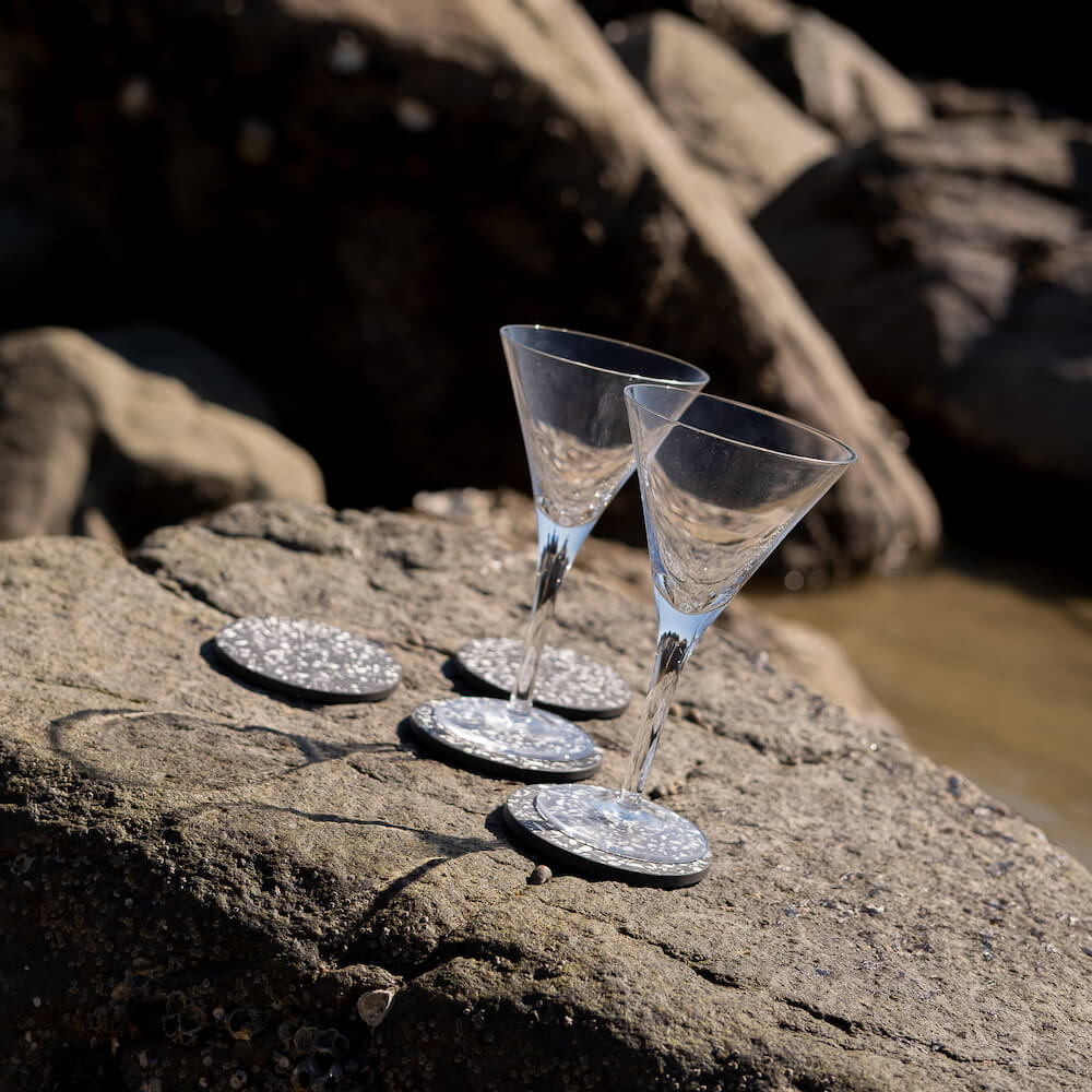 dessous de verre helios noir huitres coquillages recycles malakio