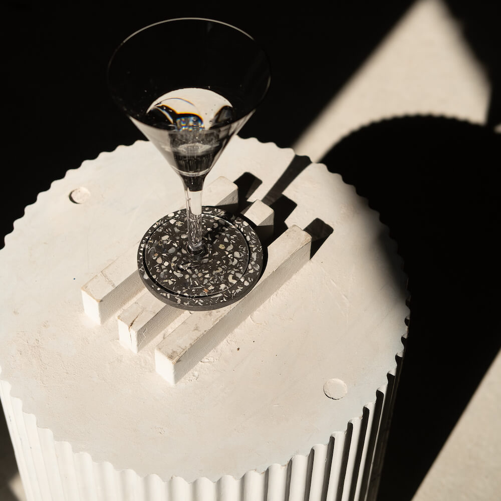 dessous de verre helios noir huitres coquillages recycles malakio