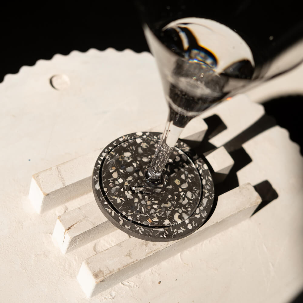 dessous de verre helios noir huitres coquillages recycles malakio