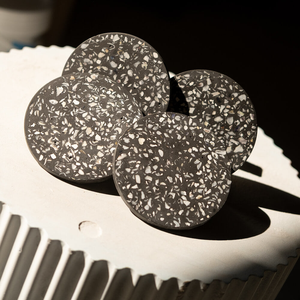 dessous de verre helios noir huitres coquillages recycles malakio