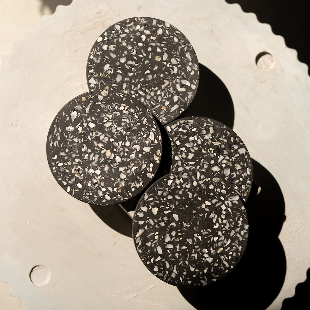 dessous de verre helios noir huitres coquillages recycles malakio