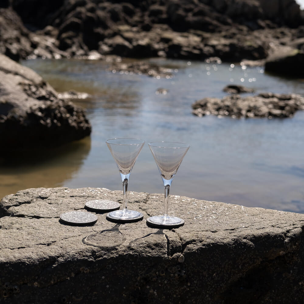 dessous de verre helios noir huitres coquillages recycles malakio