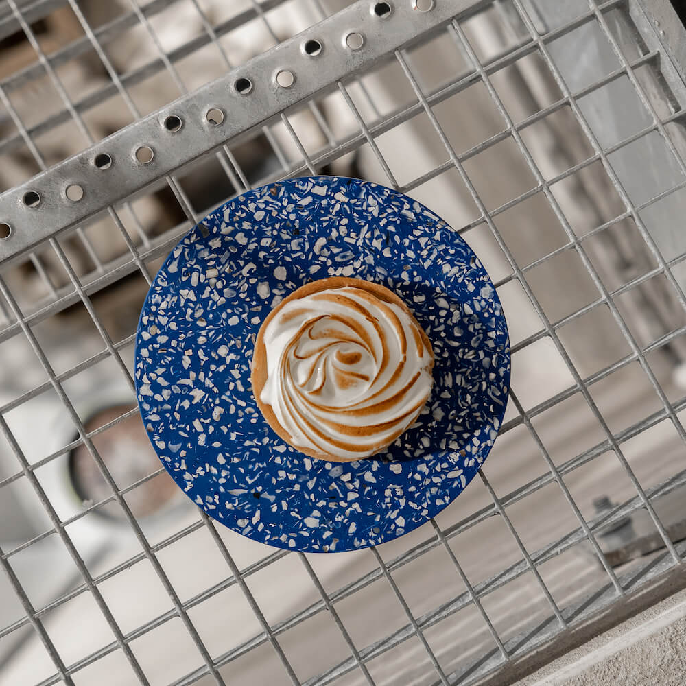 dessous de plat helios bleu coquillages recycles malakio