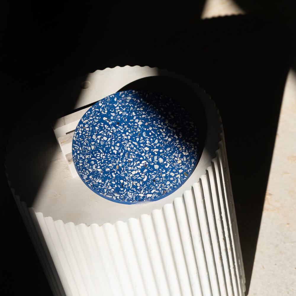 dessous de plat helios bleu coquillages recycles malakio