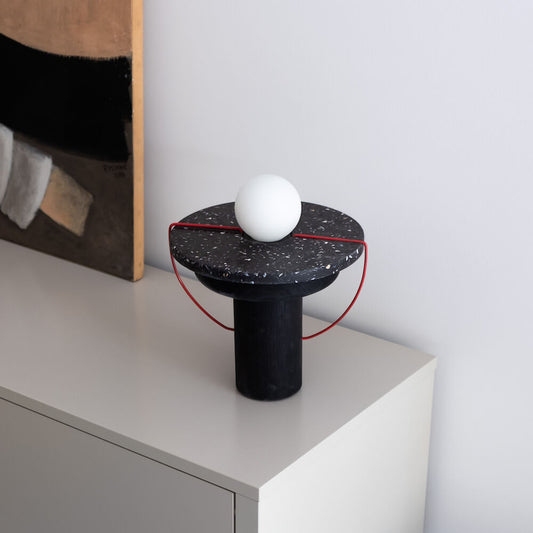 Lampe MA01 chene noir coquillages recycles malakio studio ammo