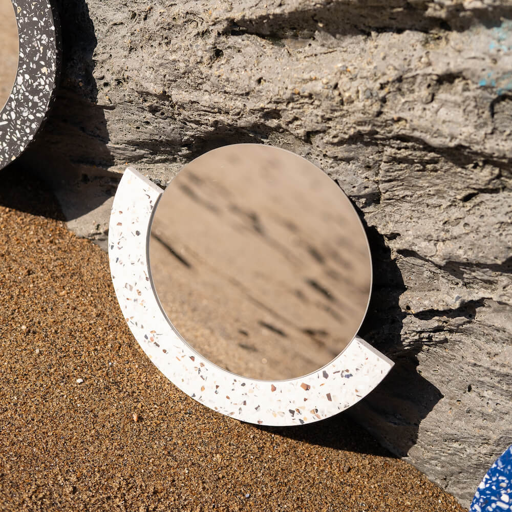 miroir loar demi-lune blanc mixte coquillages recycles malakio