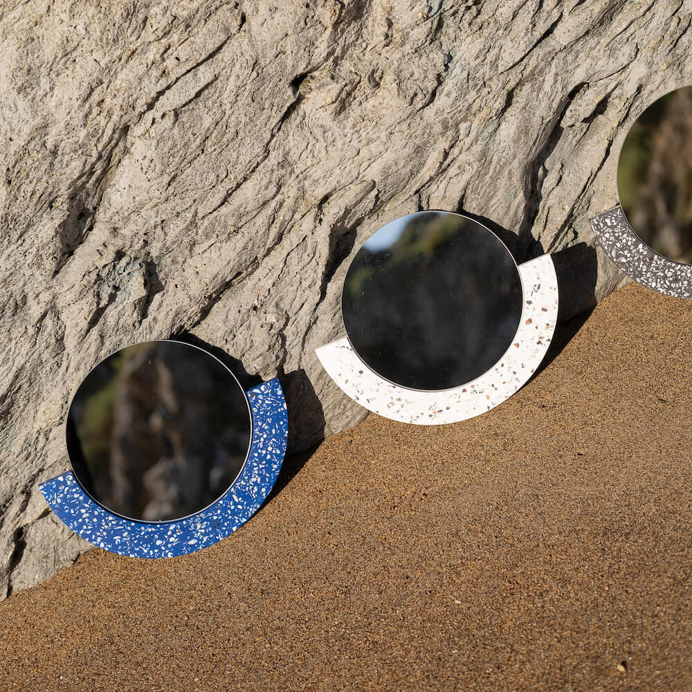 miroir loar demi-lune blanc mixte coquillages recycles malakio