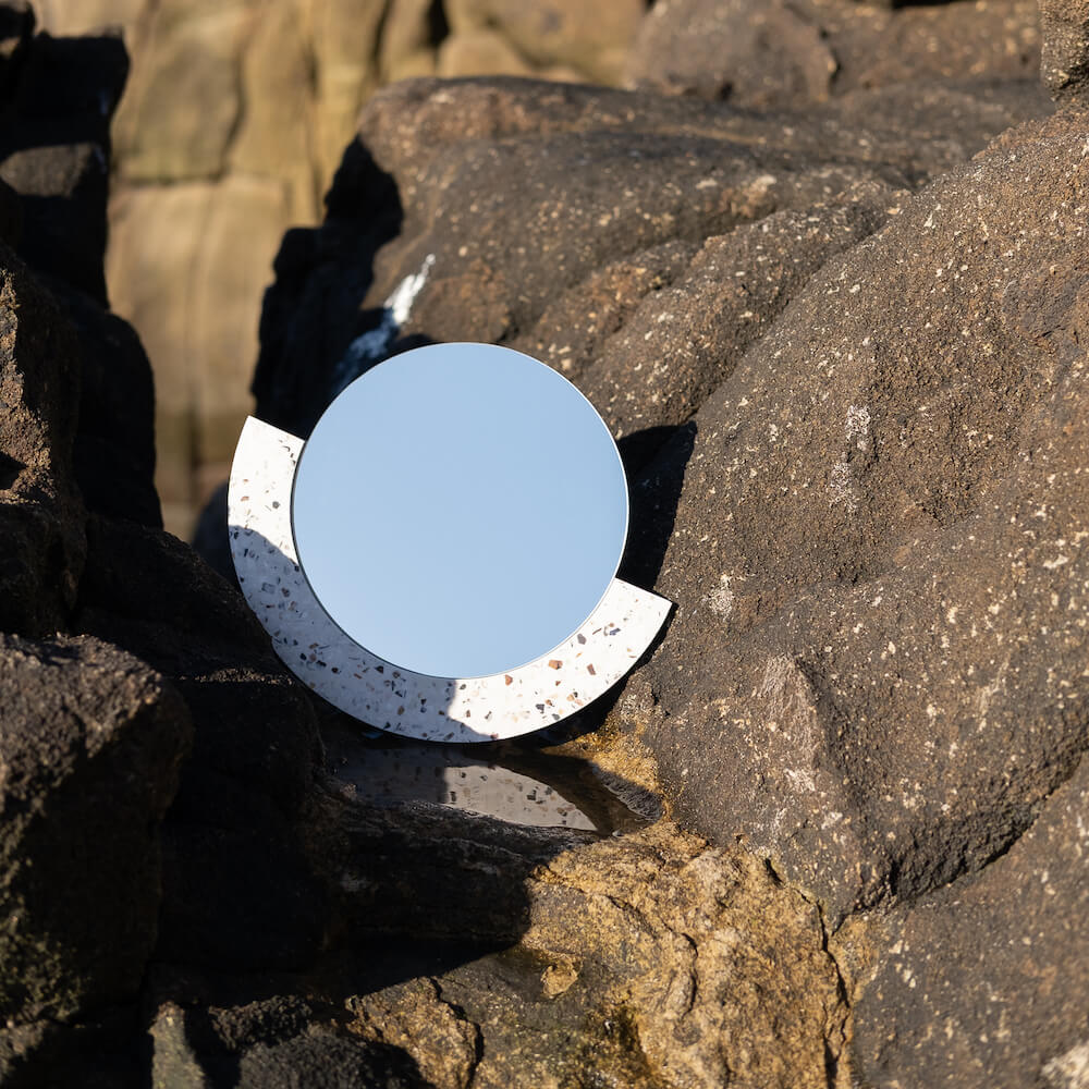 miroir loar demi-lune blanc mixte coquillages recycles malakio