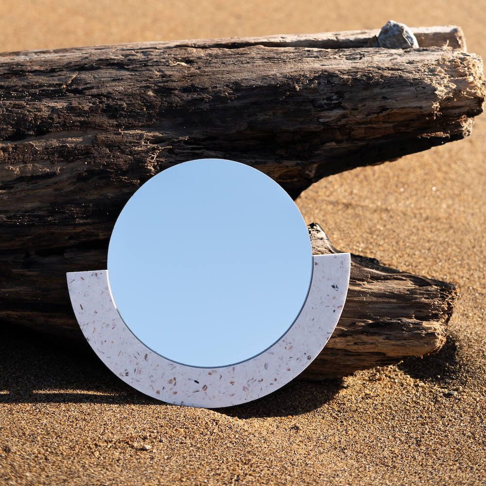 miroir loar demi-lune blanc saint-jacques coquillages recycles malakio