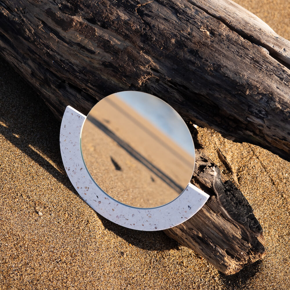 miroir loar demi-lune blanc saint-jacques coquillages recycles malakio