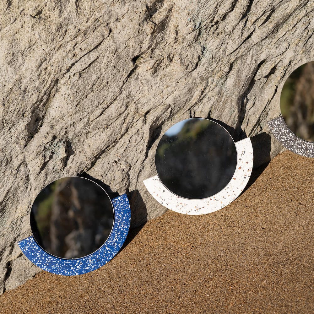 miroir loar demi-lune bleu coquillages recycles malakio