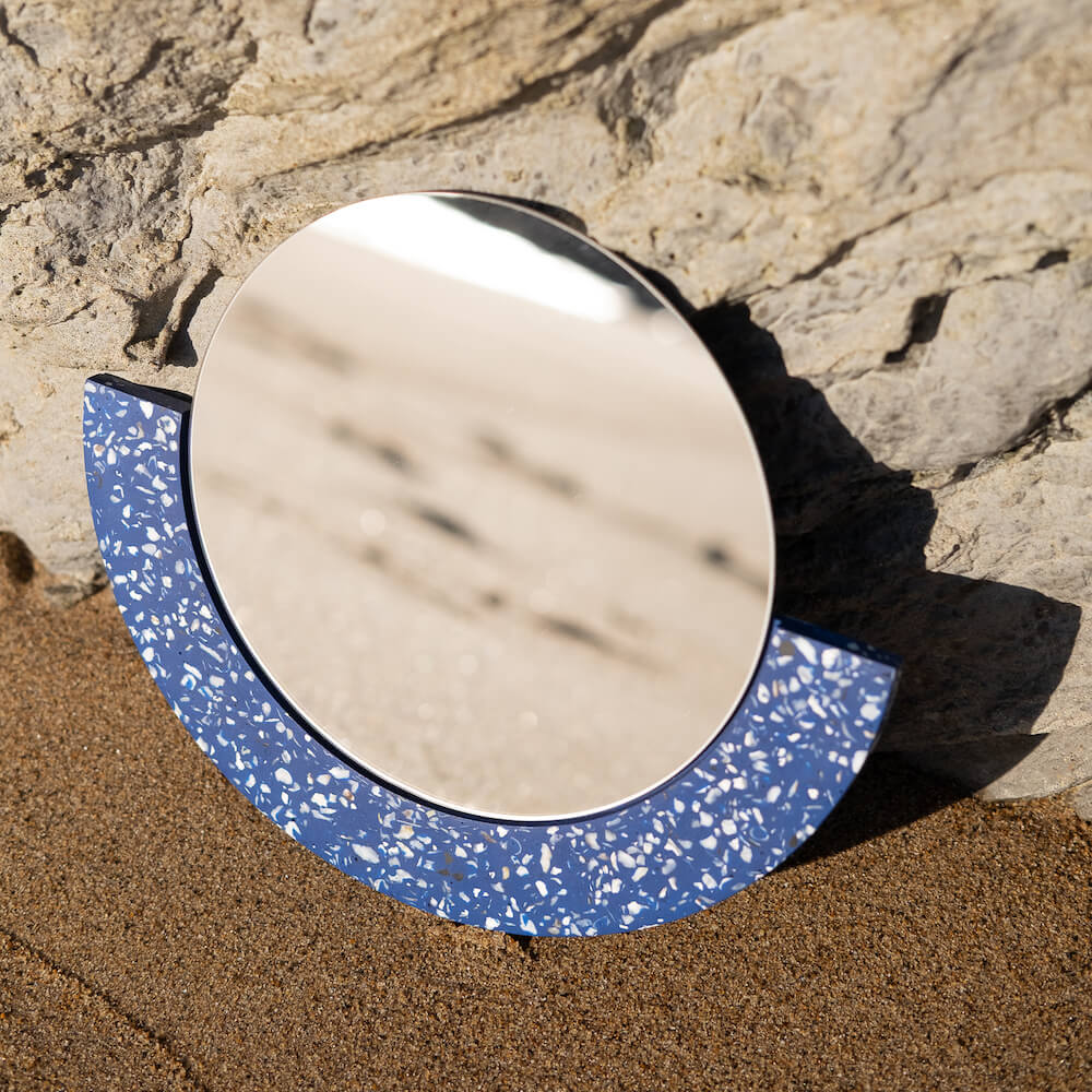 miroir loar demi-lune bleu coquillages recycles malakio