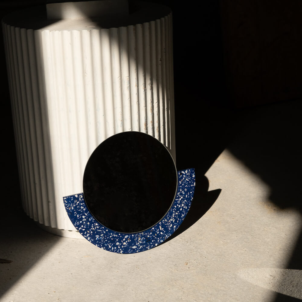 miroir loar demi-lune bleu coquillages recycles malakio